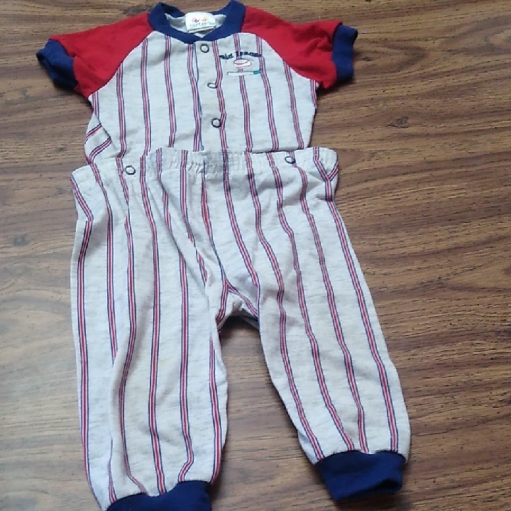 ⚾Vintage 12-18 Months Carter's Baseball ⚾ Snap Waist Big League Pajama 2 Piece
